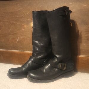 Frye 77605 Veronica Slouch Harness Riding Motorcycle Black Leather Boots Sz 9.5